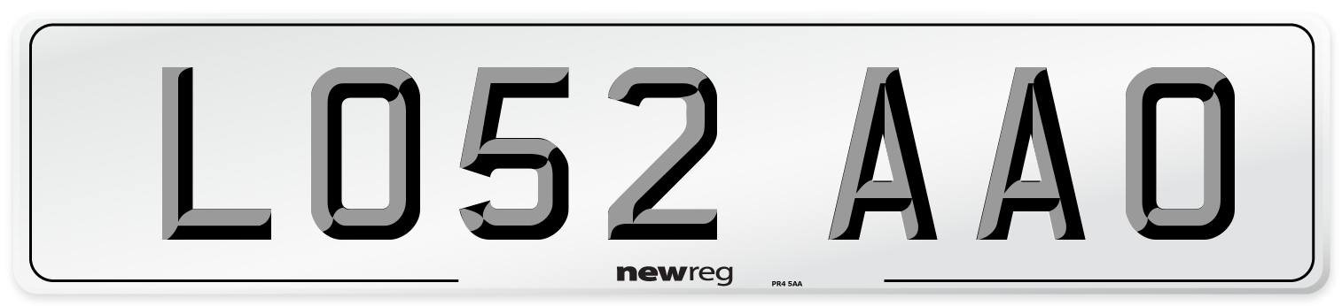 LO52 AAO Number Plate from New Reg